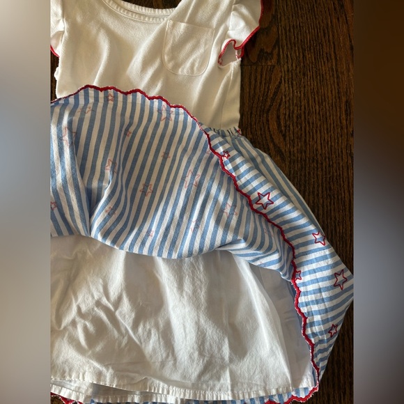 Cat and Jack dress girl Sz. 4T white blue red stars print  4th of July patriotic - Picture 3 of 5